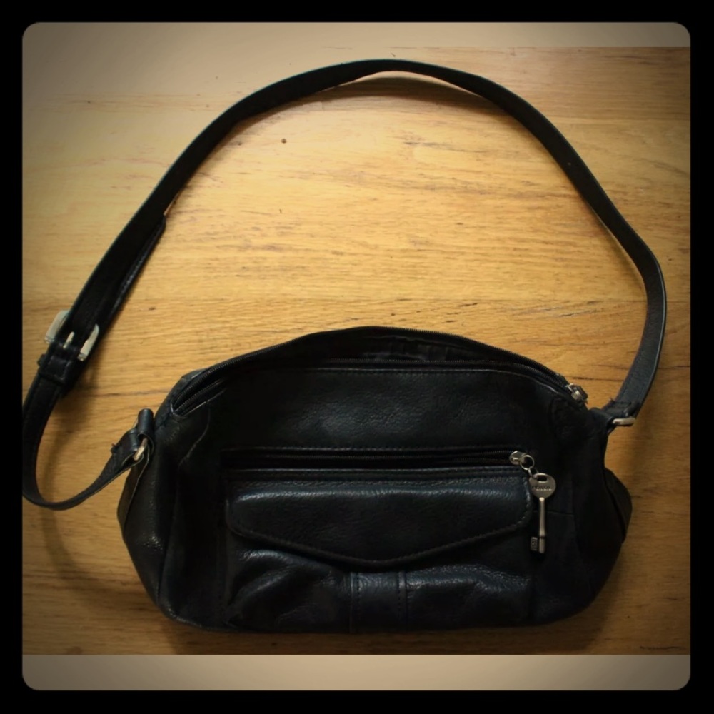 Genuine Leather FOSSIL Black Shoulder Purse